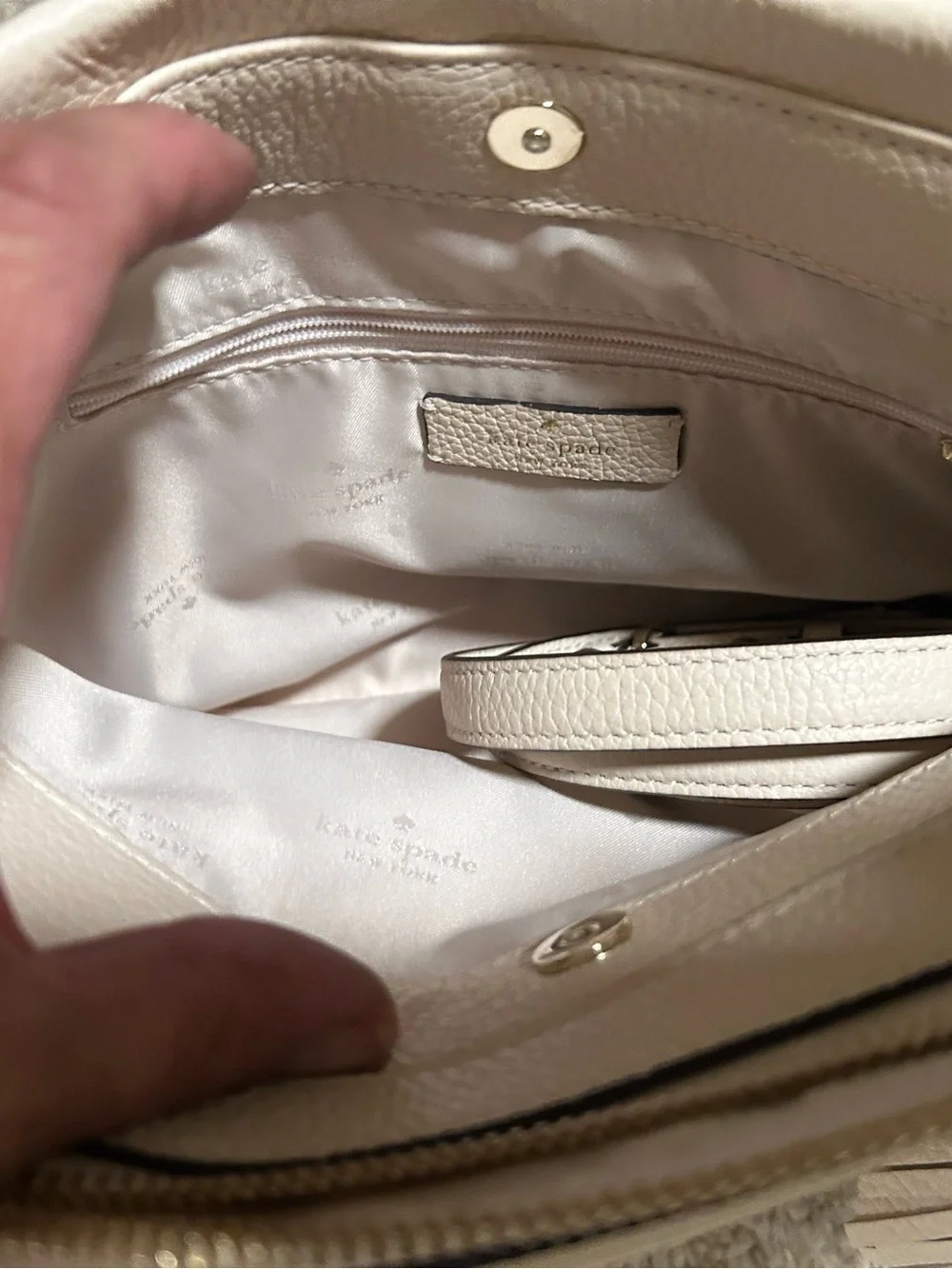 kate spade Pebbled Leather Satchel in Taupe